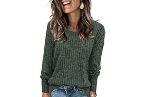 Heymiss Womens Sweaters Dressy Casual Crewneck Long Sleeve Shirts Loose Fall Fashion Sweatshirts