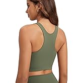 ODODOS Racerback Tank Bra for Women High Neck Non Padded Medium Support Sports Bra Workout Yoga Crop Tops