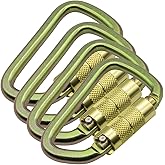 Auto Locking Carabiner 30KN=6500lbs Heavy Duty Large Clip Climbing Carabiner Twist Lock Carabiners for Rock Climbing, Camping, Gym,Rescue (CE Rated,D Shape)