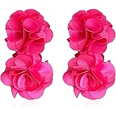 QIAOLEHUI Handmade Fabric Flower Earrings Unique and Stylish Accessories Big Boho Chic Cloth Floral Earrings