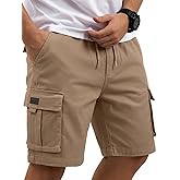 COOFANDY Mens Cargo Cotton Twill Cargo Shorts Drawstring Stretch Elastic Waist Casual Work Short with 5 Pockets