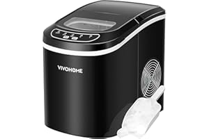VIVOHOME Electric Portable Compact Countertop Automatic Ice Cube Maker Machine with Hand Scoop and Self Cleaning Function 26lbs/Day Black