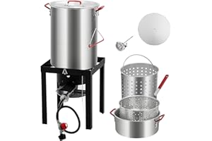 TackView 30 QT Turkey Fryer Set with 10 QT Kit, 50,000 BTU Aluminum Deep Fryer & Propane Burner, Outdoor Stove Stand, Baskets