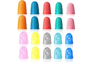 CNCBO 20 Pieces Rubber Thimble - Thimbles for Hand Sewing with Finger Protection, Durable Rubber Finger Tips for Quilting, Knitting, Embroidery, Paperwork & Crafts (5 Sizes)