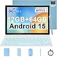 10 inch Android 15 Tablet, 8GB RAM+64GB ROM+1TB Expandable Tablet, 1.8Ghz Quad-core Processor, Newest 2 in 1 Tablets with Key