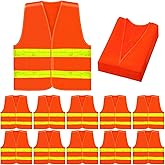 JaGely 30 Pack Safety Vest Bulk with Reflective Strips High Visibility Reflective Orange Security Vest Construction Working for Men Women Warehouses Traffic Running Drivers Cyclists Volunteers Work