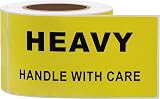 HYBSK 2x4 Inch Heavy Handle with Care Shipping Labels 200 Roll Yellow Warning view 4
