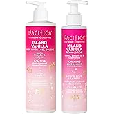 Pacifica Island Vanilla Body Care Set – Body Wash & Body Lotion Duo for Dry Skin, Nourishing Vanilla Bath Set, Moisturizing Sulfate-Free Cleanser and Hydrating Lotion, Vegan & Cruelty-Free