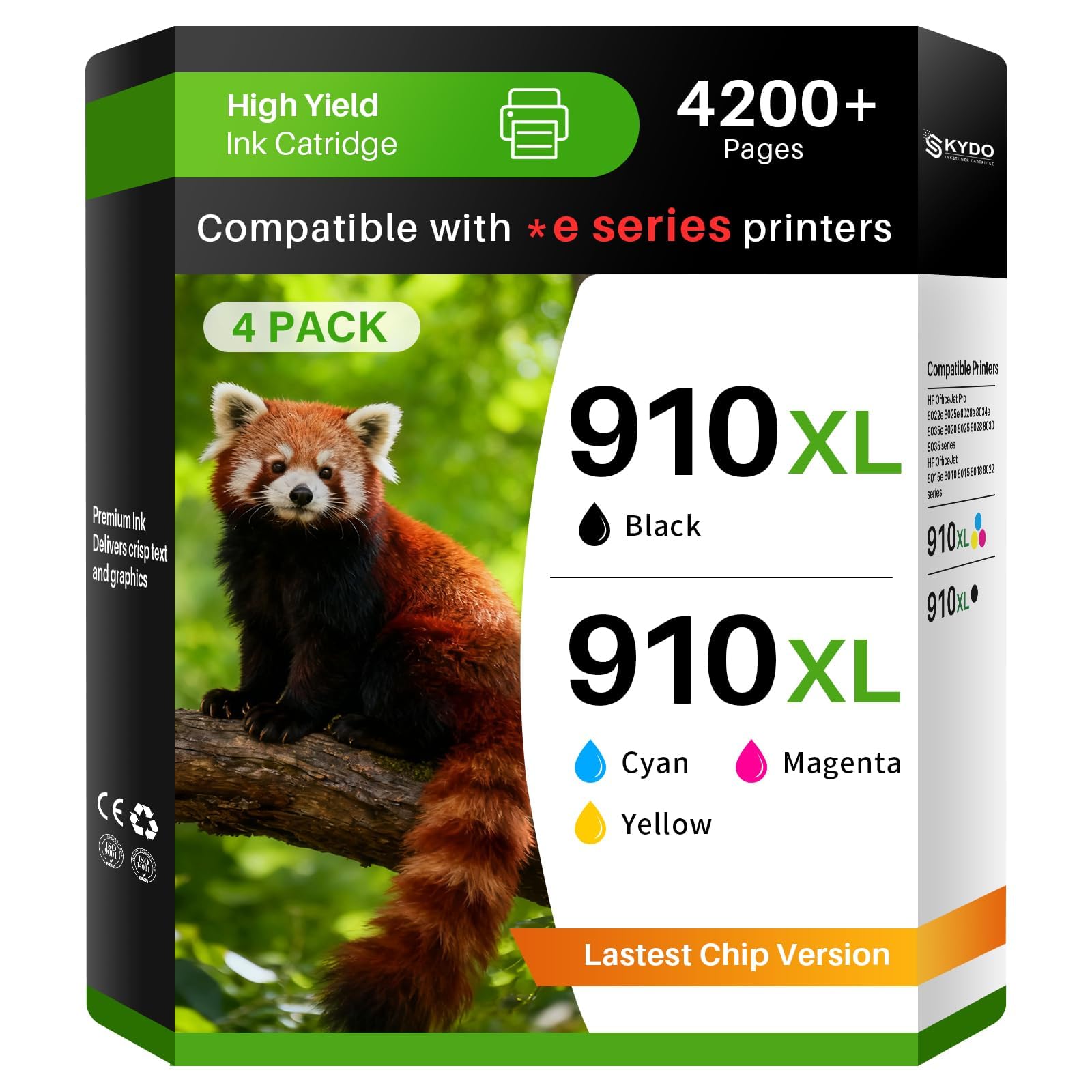 Photo 1 of 910XL Ink Cartridges Combo Pack 8015e 8025e Replacement for HP Ink 910 910XL Ink cartridges Work with OfficeJet 8015e 8025e OfficeJet Pro 8025e 8028e Printers 4 Pack(Black Cyan Magenta Yellow)