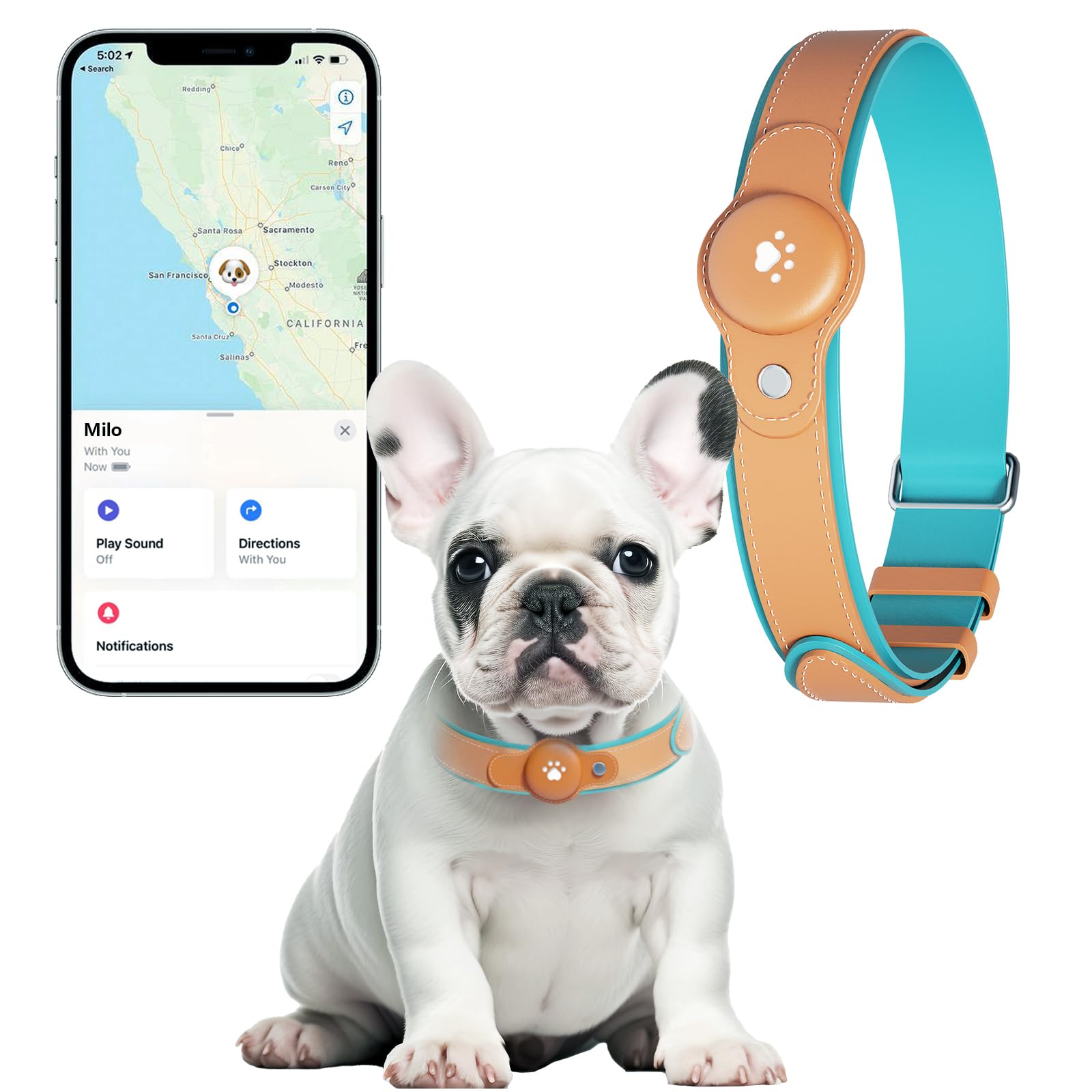 Photo 1 of 2-in-1 GPS Tracker for Dogs: Smart Collar with Real-Time Location, No Monthly Fee, Unlimited Range (iOS Only) GPS Tracker Dog Collar- Ideal for Small, Medium Large Dogs(Tracker Included) (Brown)