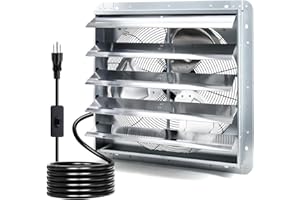 Criditpid 20 Inch Shutter Exhaust Fan, 3500CFM High-Speed Vent Fan, 1200RPM Wall Mounted Attic Fan with ON/OFF Switch for Gab