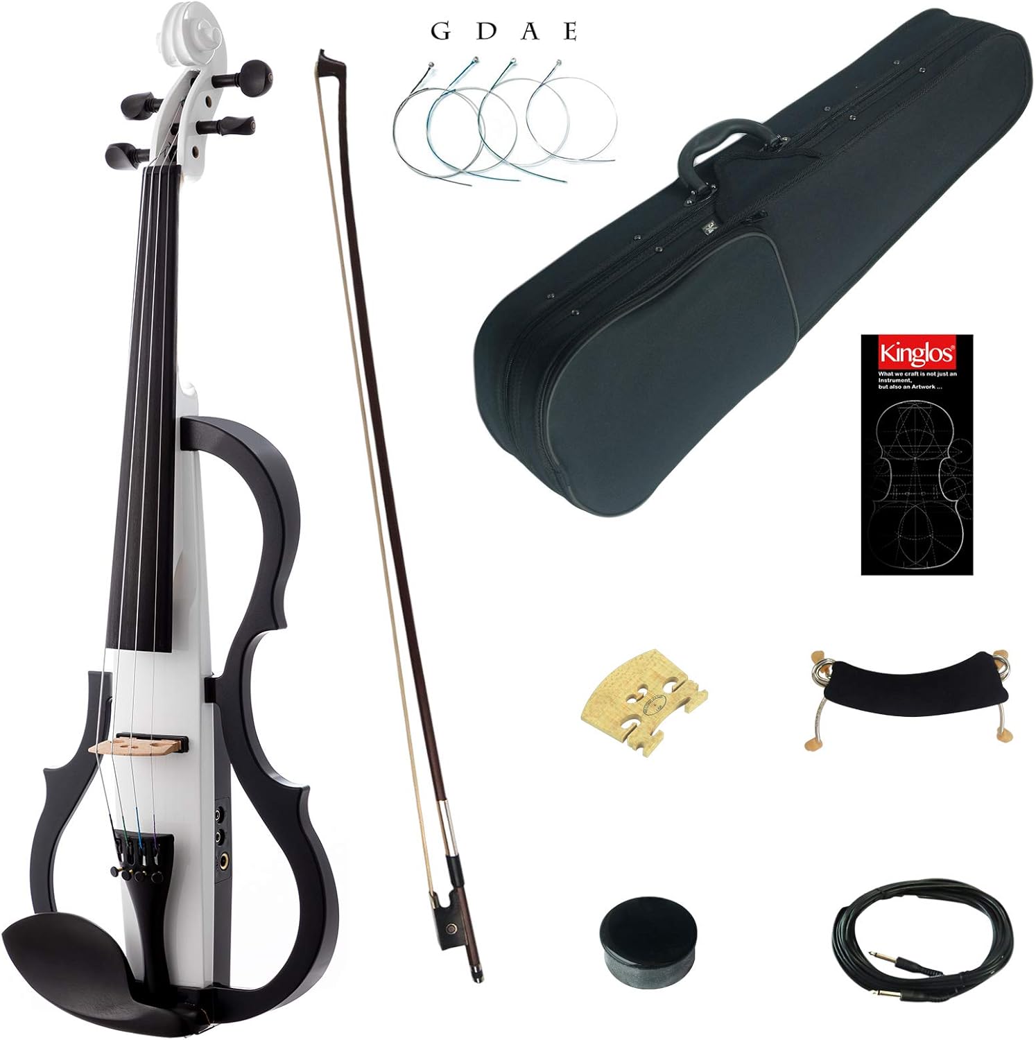 Kinglos 4/4 White Colored Solid Wood Advanced 3BandEQ Electric/Silent