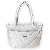BAGNEER Puffer Tote Bag for Women, Lightweight Puffy Work Handbag Quilted Laptop Tote Teacher Nurse Travel Gym Shoulder Bag | Non-slip Bottom, Waterproof Fabric, YKK Zipper, Luggage Strap, 15.6" Computer Bag, Gifts for Women