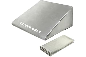 Couzssyhi Satin Wedge Pillow Case Cover, Silky Covers for Bed Wedge Pillows, Removable & Machine Washable Cases with Zipper, 1 Pack，Only Pillowcase(Grey, 25"x25"x8")