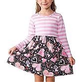 Valentine Toddler Girl Love Dress Sweet Hearts Print Long Sleeve Dress 3-8Y