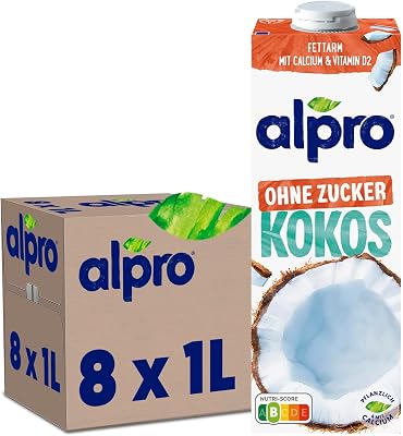 Bebida vegetal de coco sem açúcar alpro 8x1l