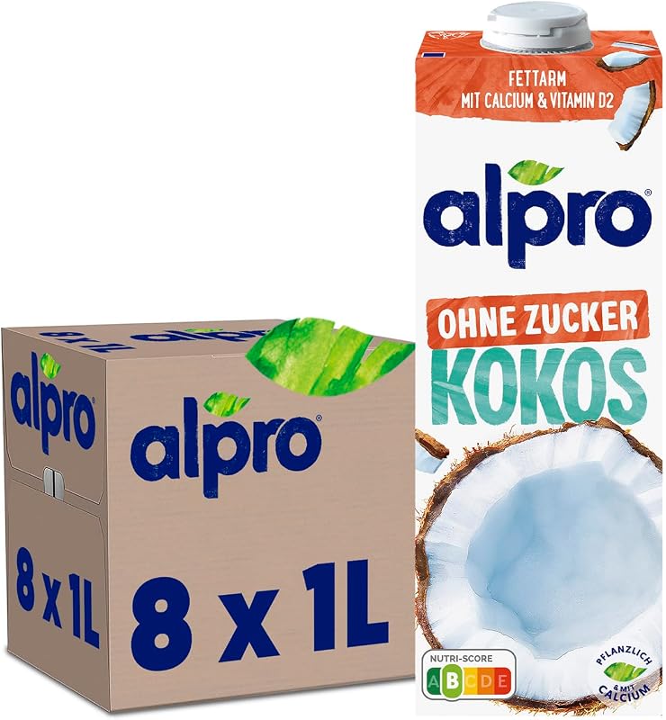 Bebida vegetal de coco sem açúcar alpro 8x1l