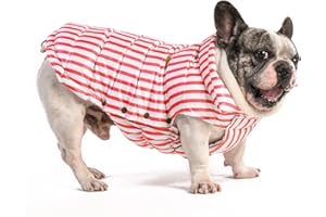 SPACE LION Puffer Jacket, Down Winter Coat, Waterproof, Windproof, Lightweight Jacket, Adjustable Fit for Small, Medium, Large Dogs (Red Stripe, M)