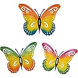 hogardeck Metal Butterfly Wall Decor, 3 Pack Metal Wall Art Butterfly Fall Decorations Hanging for Patio, Fence, Garden, Yard