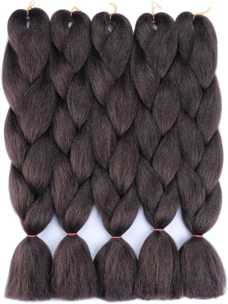 5 Pieces Dark Brown Jumbo Braiding Hair Extensions 24 inches Fashion