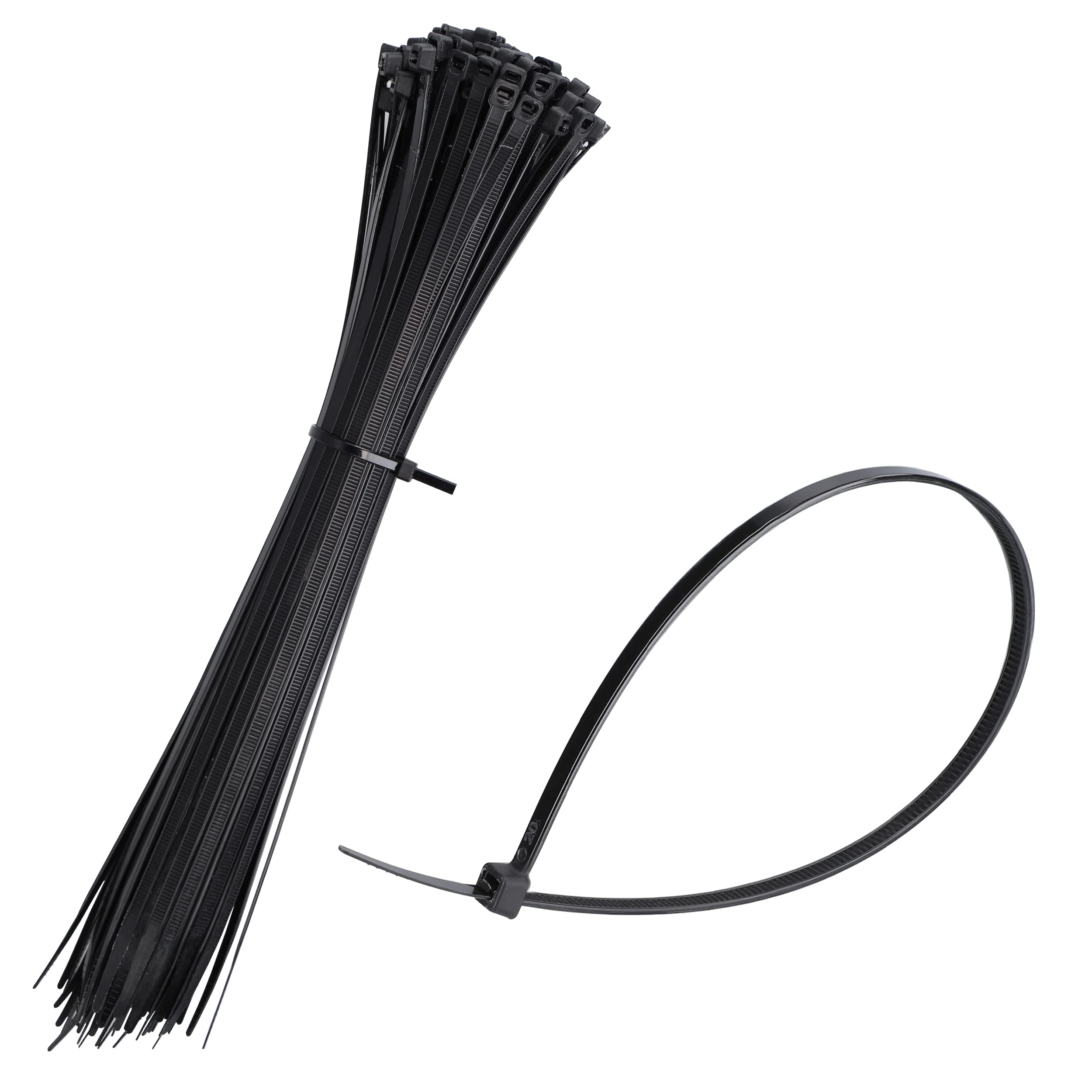 mumbi Cable Ties Black 300 mm x 4.8 mm UV-Resistant Fire Protection UL 94 V2 Professional Set of 100