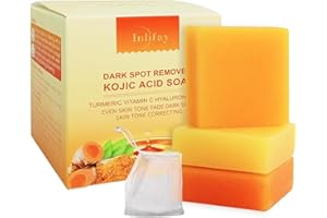 Inlifay Kojic Acid Soap Dark Spot Remover : Turmeric Soap with Vitamin C, Vitamin E, Collagen, Hyaluronic Acid, Moisturizing for Body & Face