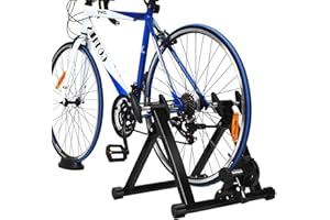 Sporfit Bike Trainer Stand, Stationary Bike Stand for Indoor Riding, Steel Bicycle Exercise Magnetic Stand for 26-28” Wheels with Front Wheel Riser, Quick Release Folding Exercise Bike Stand Trainers