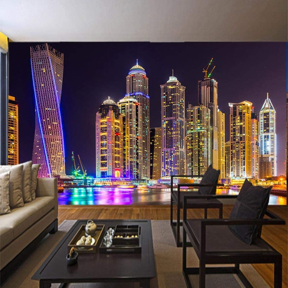 GWYQRIQH Custom 3D photo wallpaper Dubai night view city building wall mural wallpaper family decoration living room background wall painting