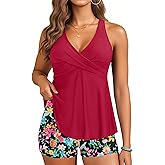 Aqua Eve Tankini Swimsuits for Women- Flowy Two Piece Bathing Suit with Shorts 2025 Tummy Control Swimwear