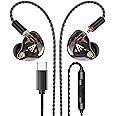 Vibes 202MC USB-C Wired Earbuds - HiFi in Ear Monitor Headphones - Noise Isolating Ear Buds w/ Mic - Clear Sound, Deep Bass & Comfort-Fit Earphones - MMCX to USBC, Silver Plated Cord, Carrying Case