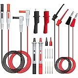 Goupchn Multimeter Test Leads Kit with Alligator Clips Banana Plug to Mini Grabber Test Hook Clips Wire Replaceable Precision