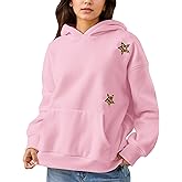 Ardrem Women Leopard Star Graphic Hoodies Oversized Cheetah Embroidered Hoodie Y2k Streetwear Hooded Sweatshirts with Pocket