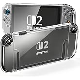 Protective Case for Nintendo Switch 2, Hard Shell Switch 2 Case Cover Clear | Shock-Resistant Scratch-Resistant Kickstand Slim Protective Shell Travel Case Protector Switch 2 Accessories Gift for Girls