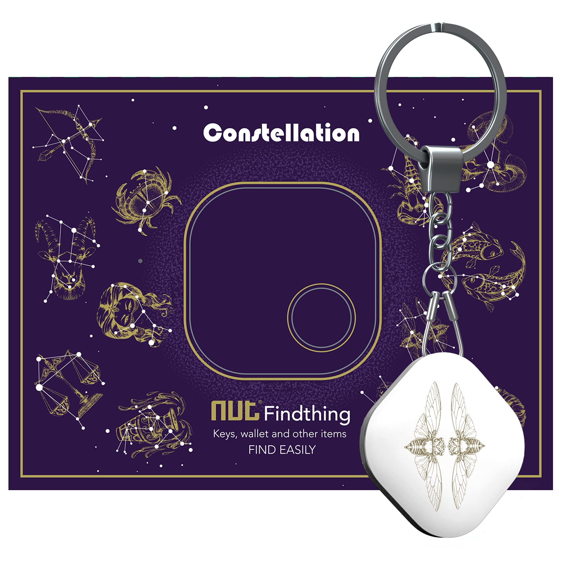 Nutale Key Finder Constellation, 1-Pack Bluetooth Tracker Item Locator with Key Chain for Gemini Gifts Keys Pet Wallets or Backpacks and Tablets
