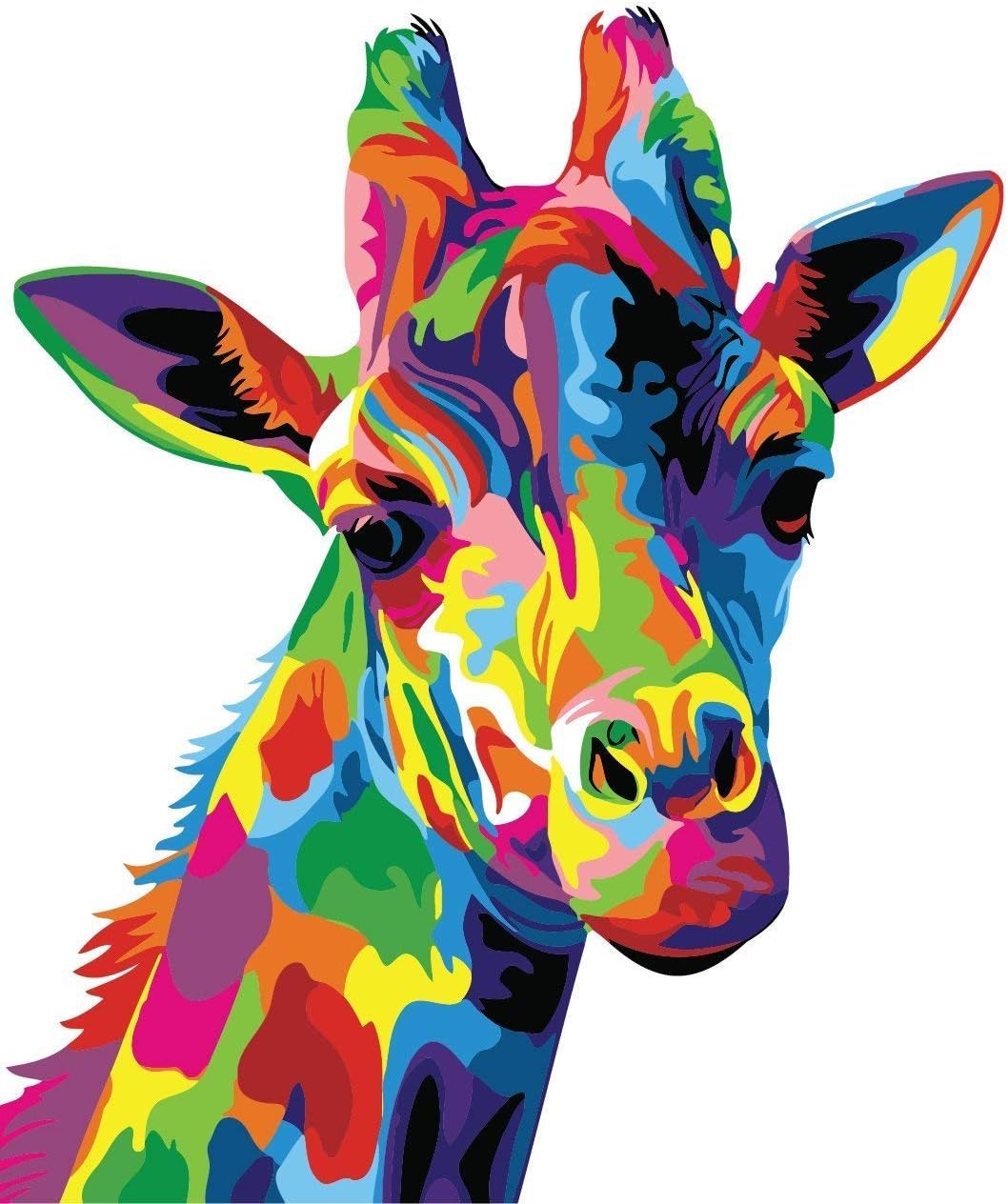 DIY Digital Painting, Hand-Painted Wall Painting Animal Cloth Painting Living Room Home Decoration Painting. 40 * 50cm (Giraffe, with Frame)