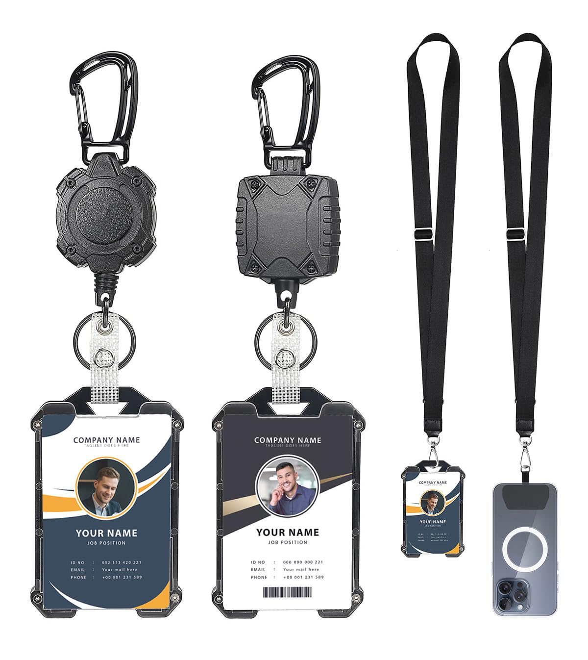 Photo 1 of Badge Holder Retractable Clip Heavy Duty Carabiner Badge Reel Keychain with Lanyard ID Cards Holder Cool Tactical ID Holder