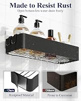 Kitsure 2 Pack Rustproof Shower Caddy Large Shelves Drill-Free 4 Hooks Black view 7