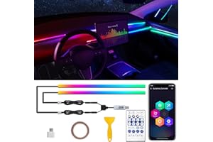MAODANER Dreamcolor Acrylic Interior Car LED Strip Light with USB/Type C, RGB 2 in 1 with 110.2 inches LED Strip, Dynamic Chasing Music Sync Neon Ambient Lighting Kits