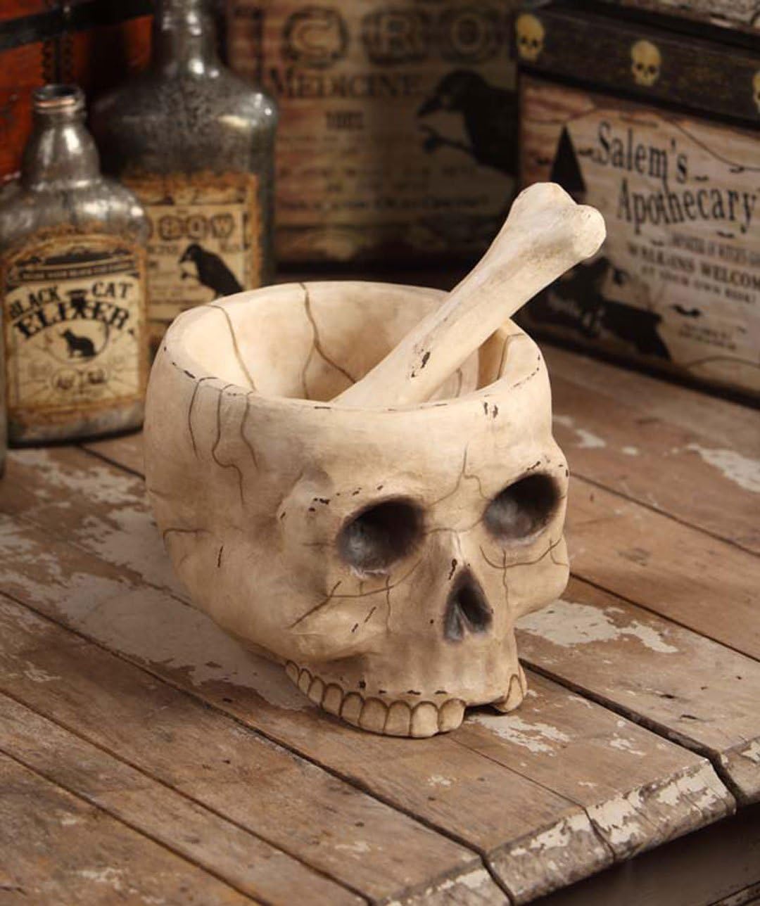 Bethany Lowe Halloween TJ6233 Mr Bones Morter and Pestal