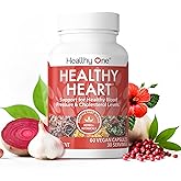Healthy Heart - Promotes Healthy Cholesterol Circulation & Blood Pressure - Plaque - Cortisol - Arteries - LDL - HDL - CoQ10 - Hawthorne - Beet Root - Garlic - Olive Leaf - Hibiscus - 60 Count