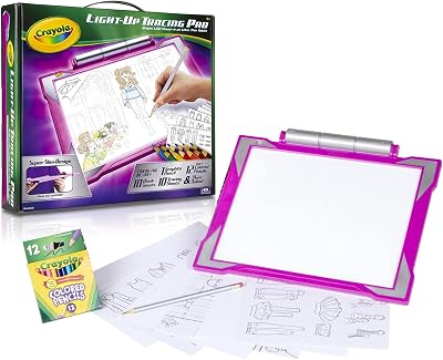 Crayola Light Up Tracing Pad Pink – 1 Graphite Pencil 12 Colored Pencils