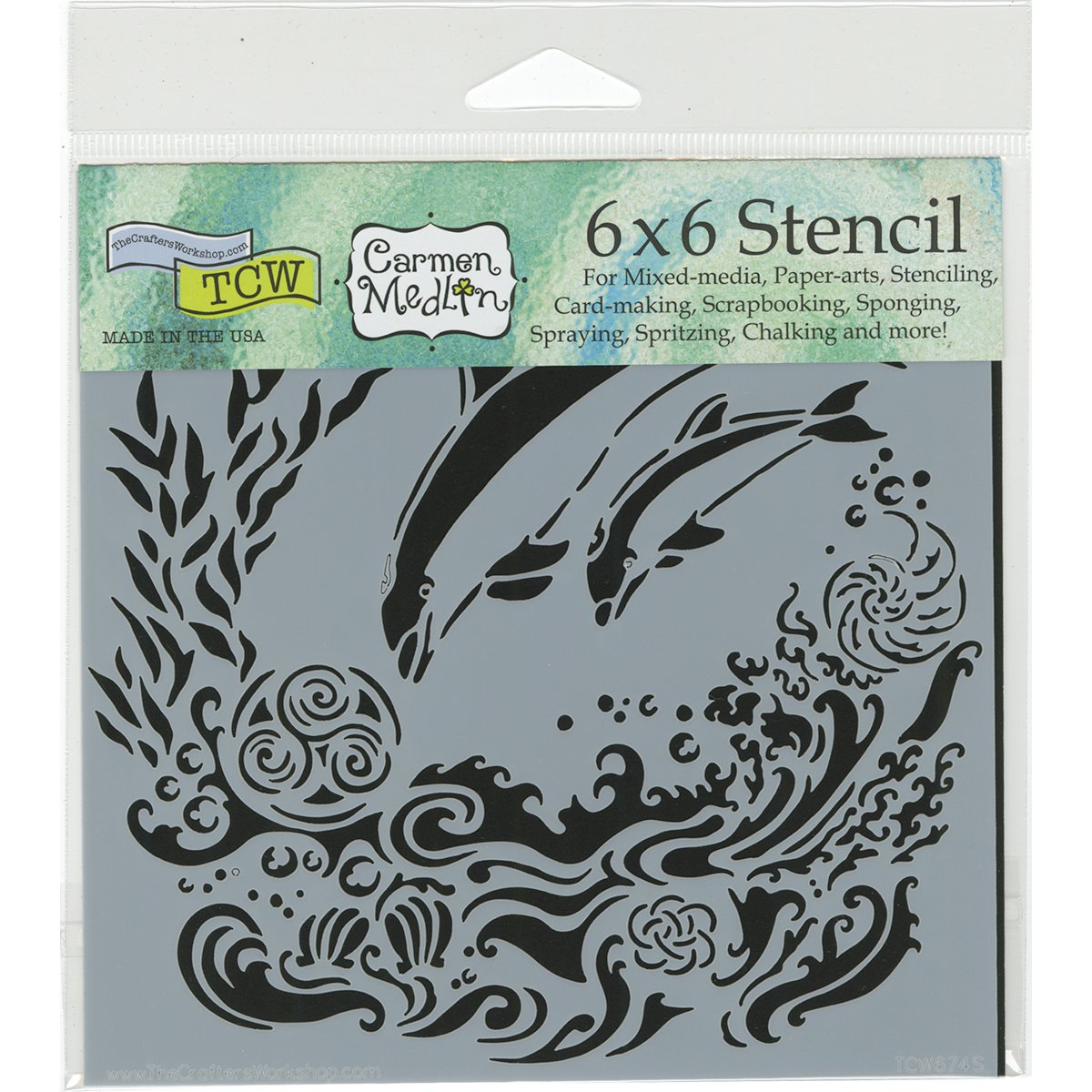 The Crafters Workshop "DOLPHINS" Stencil, Transparent, 6 x 6-Inch (18 x 16 x 0.1 cm)