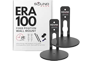 ERA100 Wall Mount Bracket, Low Profile, Black, Twin Pack, Compatible with Sonos ERA 100 Speaker, Complete with All Fixing Har