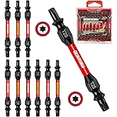 Geinxurn 10Pcs T20-T25 Impact Double End Screwdriver Bit Set, 2.56 in. #2 Torx /#25 Torx Power Driver Bits, Magnetic S2 Steel Two Sides Screwdriver Bits Set with Storage M-Box