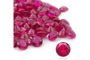 Gryrigns 50Pcs Loose Synthetic Ruby Stone Bulk Wholesale Round Brilliant Cut Diamon Shape Red Corundum Gemstone Lot Faceted Gems, AAA VVS Grade (5/5.5/6/6.5mm)