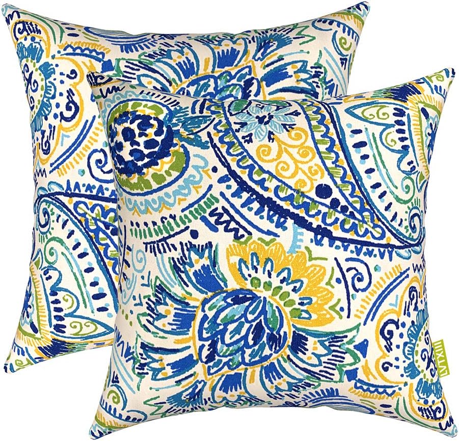 Amazon Com Lvtxiii Outdoor Throw Pillow Covers 17 X 17 Inch Modern Paisley Pattern Decorative Square Toss Pillow Case Pack Of 2 For Home Patio Garden Sofa Bed Furniture Paisley Baltic Home Kitchen