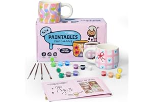 Pott'd Paintables Paint Your Own Mug Kit - DIY Mug Painting Kit for Adults. Ceramic Painting Kit for Adults Includes Mugs, Paints, Brushes, Cloth and Painting Inspiration Guide