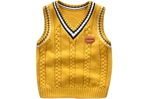 Achiyi Boys Sweater Vest Cable Knit V-Neck Knitted Uniform Toddler Kids Girls Clothes Dress Vests