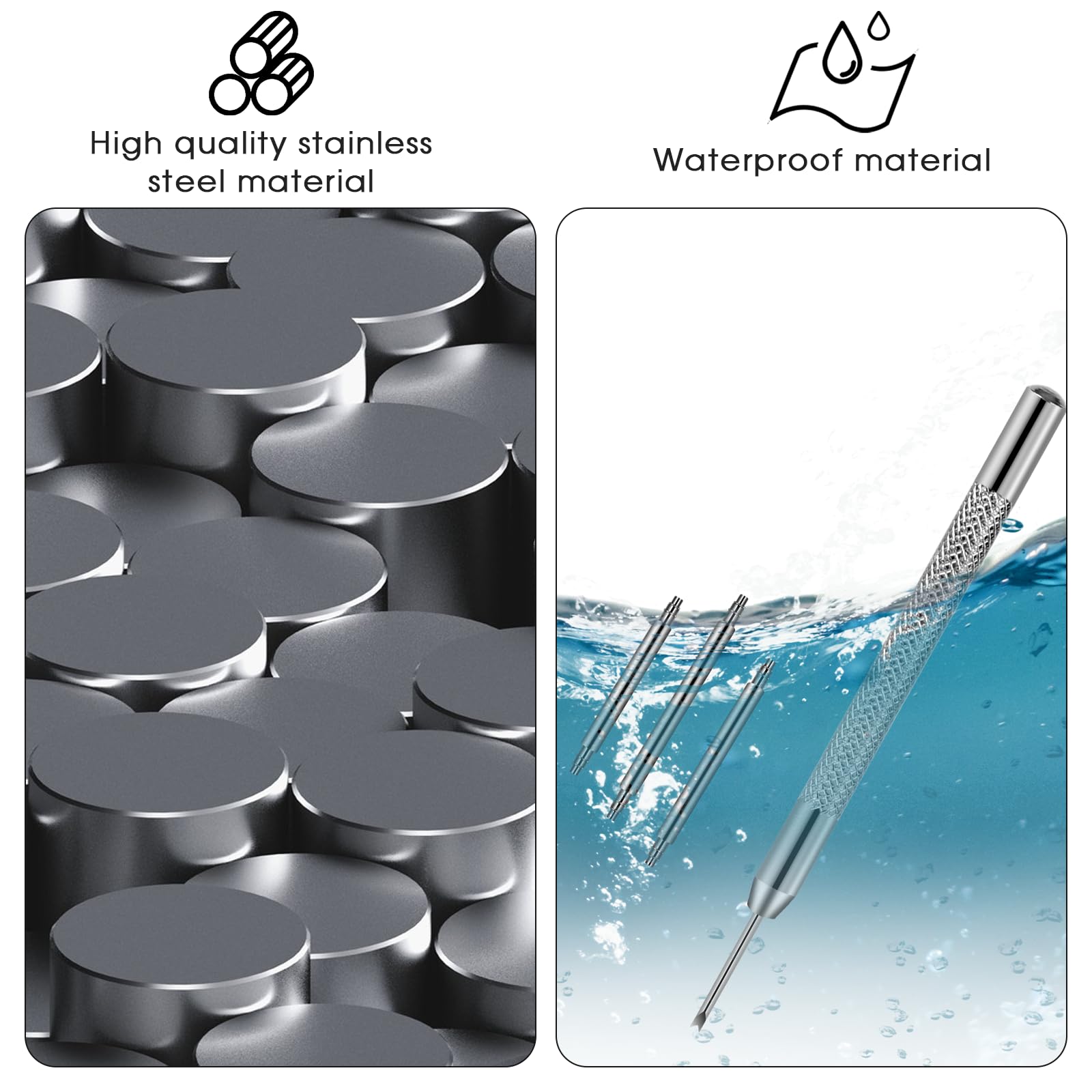 KALIONE 25 Packs Watch Band Pins Replacement Kit, 1.3mm Diameter Heavy Duty Watch Pin with Spring Bar Removal Tool, 4 Sizes 18/20/22/24mm Stainless Steel Watches Bands Pins Kit for Watches Band Repair