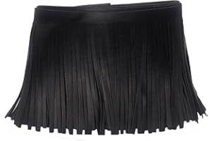 KUYLENT 2 Yards 4 Inches PU Faux Leather Fringe Trim Tassel Trim for Craft DIY Sewing Clothing Handbag Garment Hem Decoration (Black)